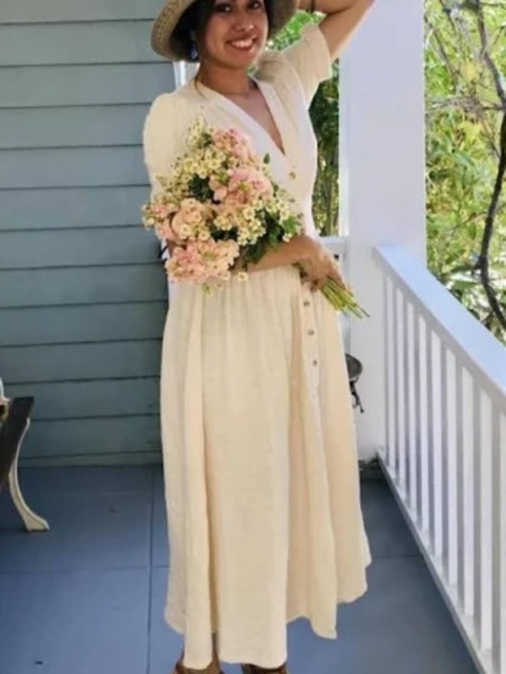 Free People Love of my life midi dress cream dress size large - Picture 6 of 6